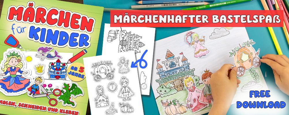 Märchenhafte Beschäftigung für Kinder - Ausmalen, Schneiden und Kleben - Free Download